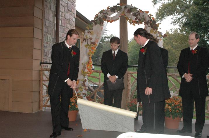 marie's brothers setting up the aisle - Collegeville, PA