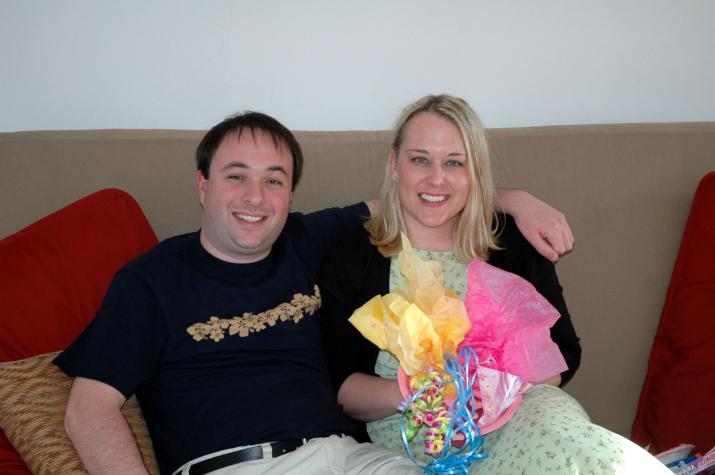 Heather and Chris and The Fancy New Bouquet.  Thanks Susan! - Providence, RI